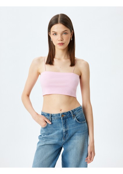 Fitilli Ip Askılı Slim Fit Crop Kadın Atlet modelleri