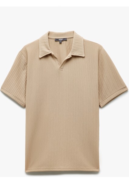 Dokulu Regular Fit Basic Kısa Kollu Polo Yaka Tişört