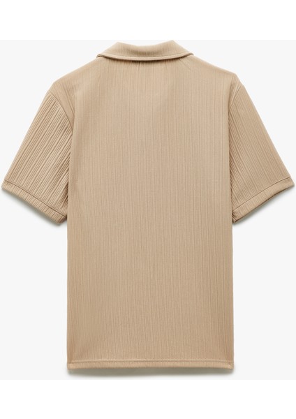 Dokulu Regular Fit Basic Kısa Kollu Polo Yaka Tişört fiyatları