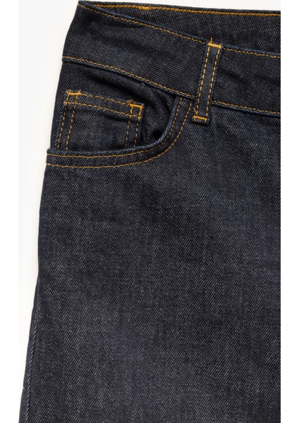 Yüksek Bel Düğmeli Dar Kesim Ispanyol Paça Jean Pantolon - Flare Jeans