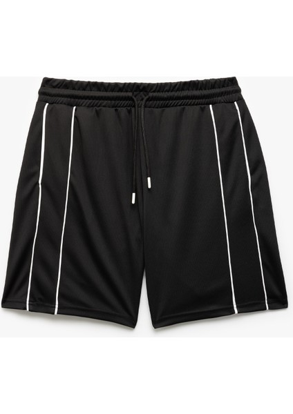 Beli Bağcıklı Cep Detaylı Biyeli Yüksek Bel Spor Şort