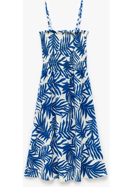 Gipeli Askılı A Kesim Çiçekli Midi Elbise fırsatları