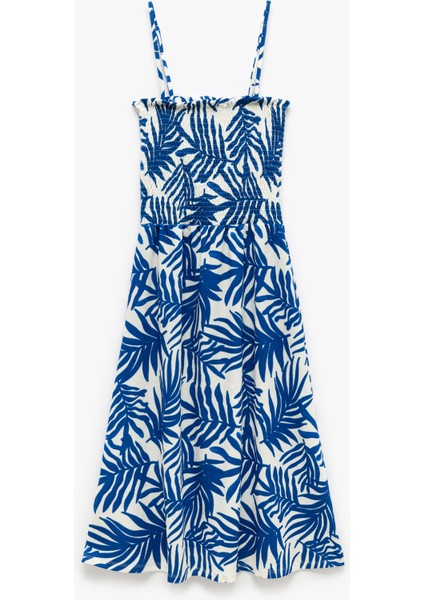 Gipeli Askılı A Kesim Çiçekli Midi Elbise indirimleri