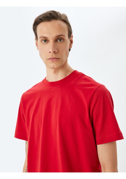 Pamuklu Bisiklet Yaka Regular Fit Kısa Kollu Basic Tişört