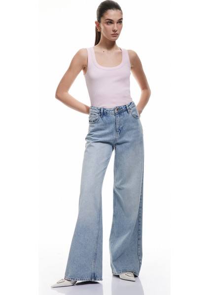 Slim Fit Kolsuz U Yaka Kadın Fitilli Atlet