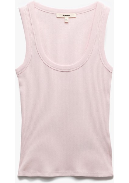 Slim Fit Kolsuz U Yaka Kadın Fitilli Atlet