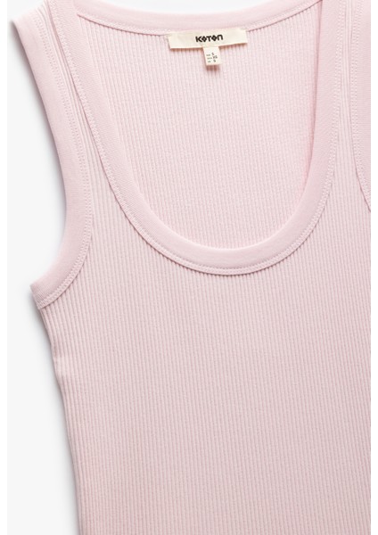 Slim Fit Kolsuz U Yaka Kadın Fitilli Atlet
