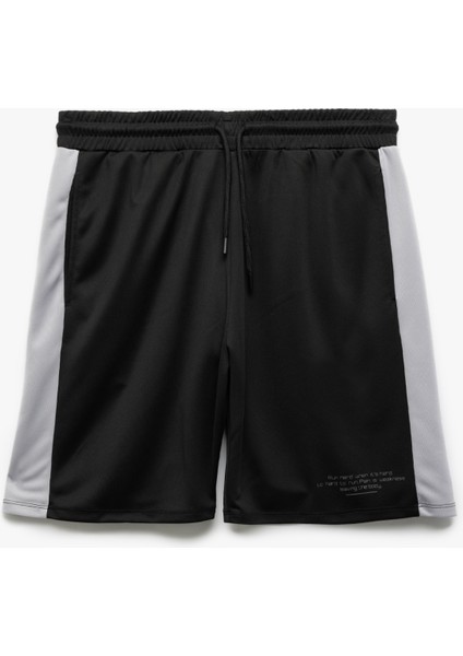 Baskılı Cepli Beli Bağcıklı Renk Bloklu Bermuda Spor Şort modelleri