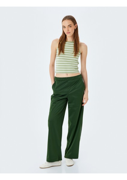 Bisiklet Yaka Slim Fit Çizgili Kolsuz Kadın Atlet fiyatları