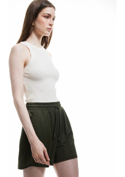 Regular Fit Cepli Beli Bağcıklı Normal Paça Mini Şort