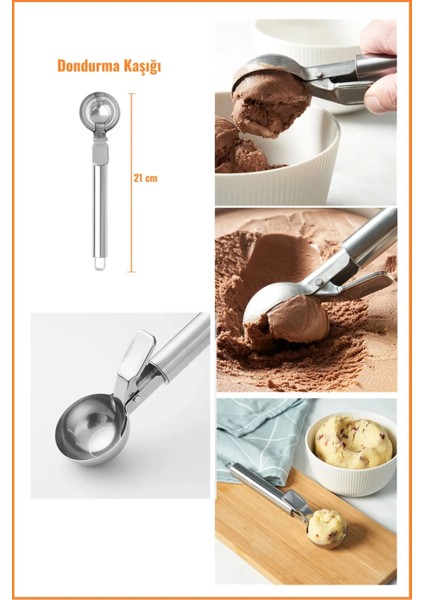 Idealisk Paslanmaz Çelik Dondurma Kaşığı, 21 cm