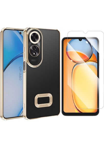Oppo A60 Kılıf Kamera Korumalı Logo Gösteren Zore Omega Kapak + Nano Ekran Koruyucu
