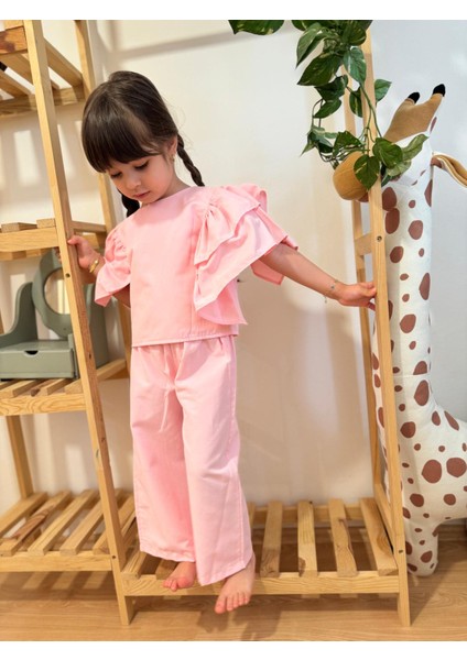 Kız Çocuk Bayramlık Pembe Alt-Üst Takım (Geniş Kalıp) fiyatları