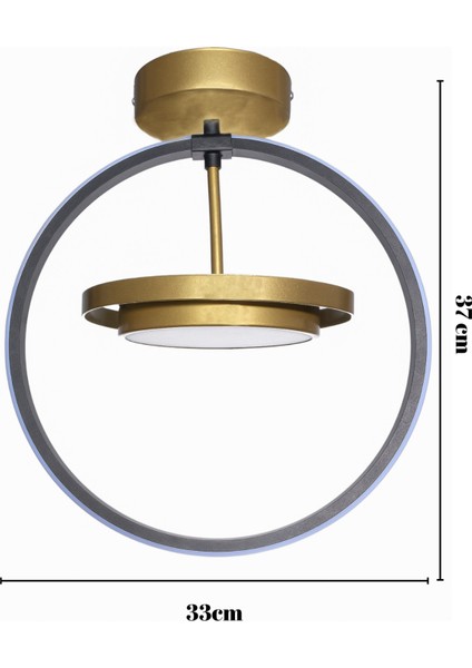 Vega LED Avize Modern Enerji Tasarruflu Siyah-Eskitme Detaylı Oturma Odası Hol Giyinme Odası Mutfak