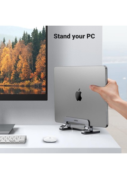 Ugreen Alüminyum Notebook Macbook Dikey Masaüstü Standı Ugreen Alüminyum Dikey Masaüstü Standı, Modern Çalışma Alanlarını Düzenlemek ve Dizüstü Bilgisayar Standı