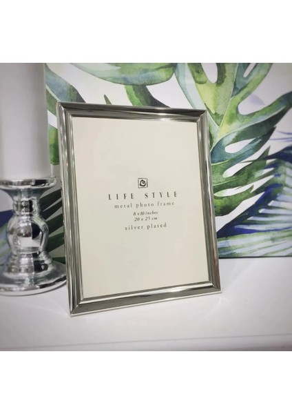 Life Style Metal Photo Frame Silver Plated 8 x 10INCH Ev Dekorasyon Gümüş Çerçeve 20 x 25 cm 1 Adet indirimleri