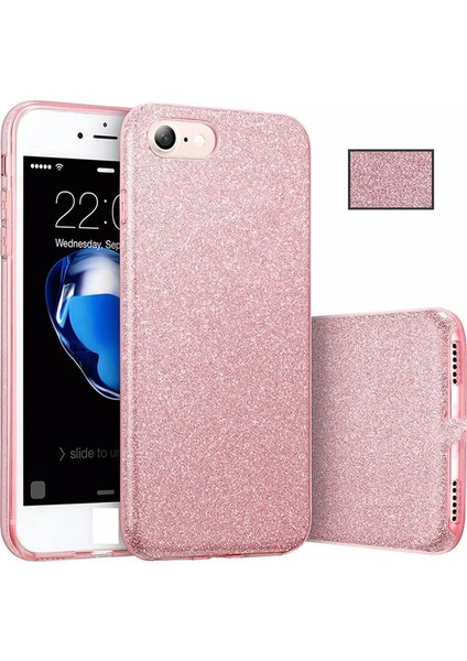 iPhone 7g Uyumlu Şeffaf Simli Silikon Esnek Kılıf Arka Kapak