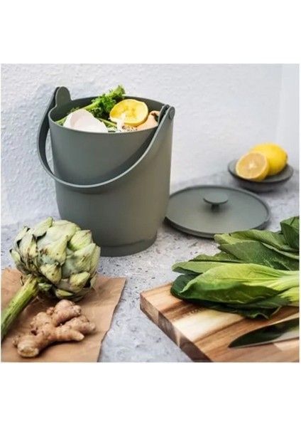 Premium Ürün Kaliteli Üretim Pratik Kullanışlı Ev Ofis Için Ideal Seçim 4 Lt Çöp Kovası Farmarkvast Gri-Yeşil fiyatları