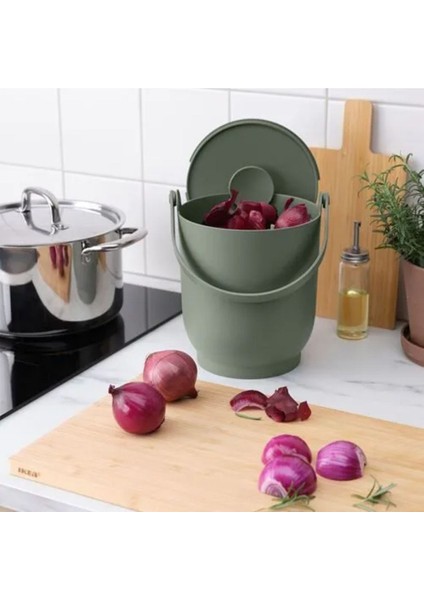 Premium Ürün Kaliteli Üretim Pratik Kullanışlı Ev Ofis Için Ideal Seçim 4 Lt Çöp Kovası Farmarkvast Gri-Yeşil fırsatları