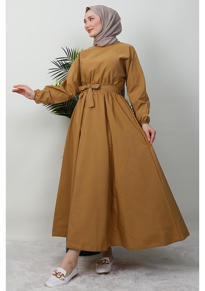 Mevlana Trikoton Elbise Sütlükahve