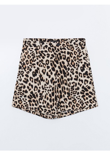 Lcw Vision Leopar Desenli Keten Karışımlı Kadın Şort