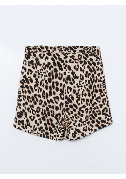 Lcw Vision Leopar Desenli Keten Karışımlı Kadın Şort fiyatları