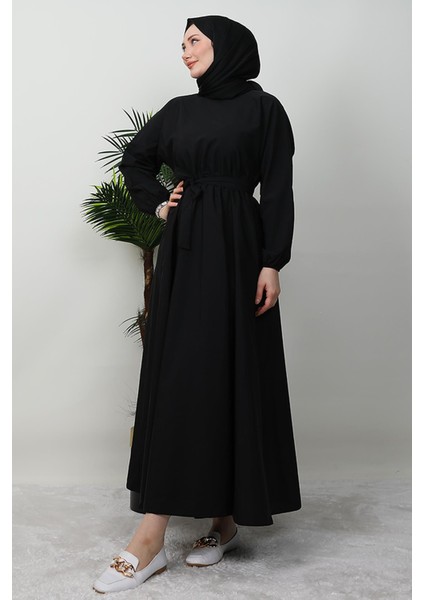 Mevlana Trikoton Elbise Siyah