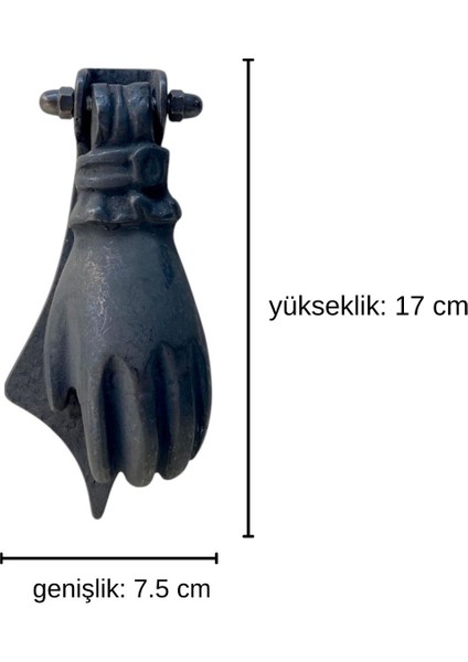 Pirinç Döküm Oksit Siyah Rengi 17 cm El Figürlü Kapı Taktağı/kapı Tokmağı