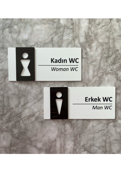 Basic White Black Seri Kadın&erkek Wc Yönlendirme Levha Seti