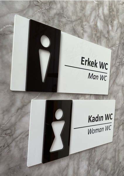 Basic White Black Seri Kadın&erkek Wc Yönlendirme Levha Seti modelleri