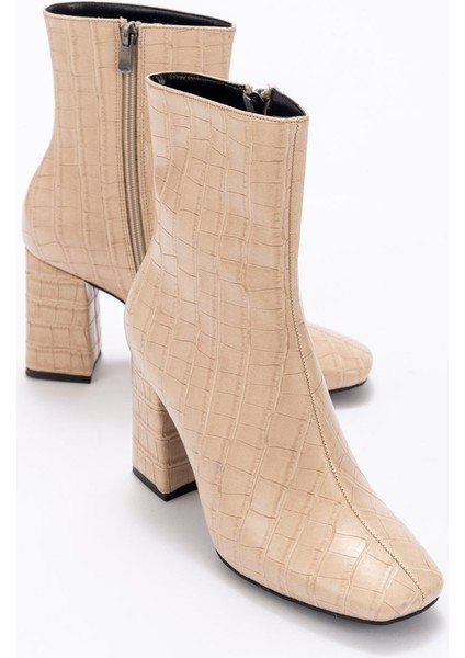 TILLA Bej Krokodil Kadın Bot