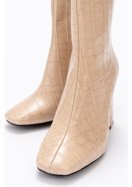 TILLA Bej Krokodil Kadın Bot