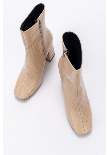 TILLA Bej Krokodil Kadın Bot