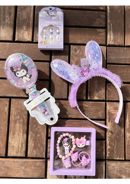 Kuromi Set 5li - Tırnak - Tarak - Toka Bileklik Seti - Taç - Tütü Etek Çoçuk Kostüm modelleri