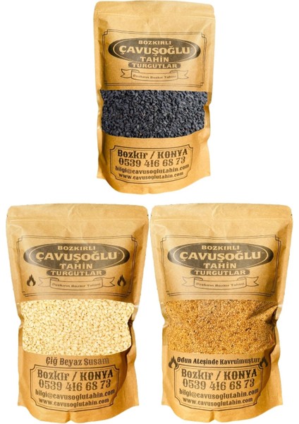 Susam Tanışma Seti (Siyah Susam 100 gr + Çiğ 250 gr + Odun Ateşinde Kavrulmuş 250 gr)