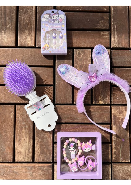 Kuromi Set 5li - Tırnak - Tarak - Toka Bileklik Seti - Taç - Tütü Etek Çoçuk Kostüm indirimleri