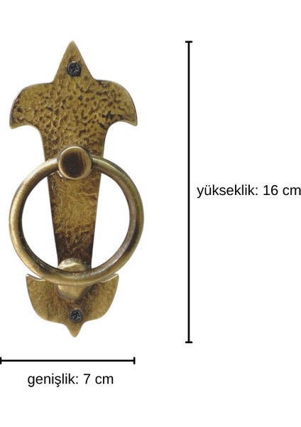 Pirinç Döküm Antik Sarı Rengi 16 cm Kapı Taktağı/kapı Tokmağı