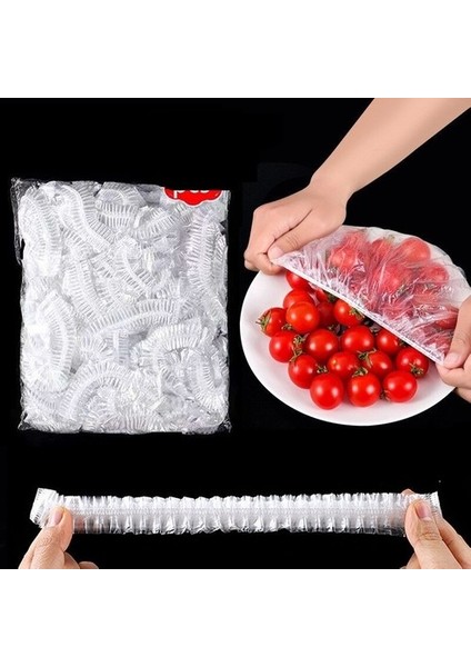 100 Adet Lastikli Tazeliği Koruyan Tencere ve Tabak Bonesi Esnek Strech Kapak