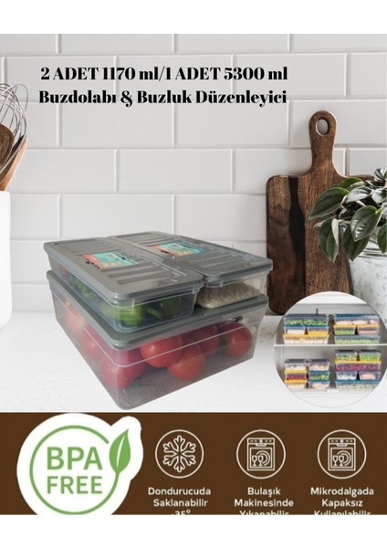 Saklama kabı derin buzdolabı organizer set difriz uyumlu saklama kabı
