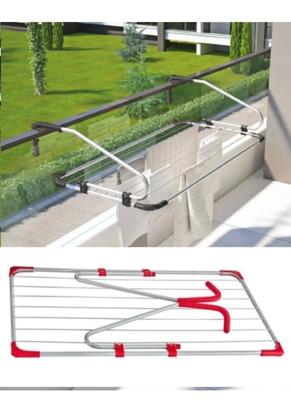 Alüminyum Dirsekli Balkon Kurutmalık Siyah - Balkon Askısı Çamaşırlık