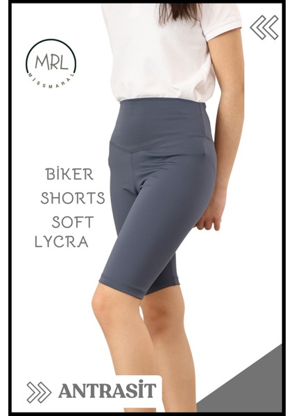 Biker Şort Yüksek Bel Iç Göstermez Esnek Yumuşak Likralı Soft Biker Basics Antrasit HB4070 fırsatları