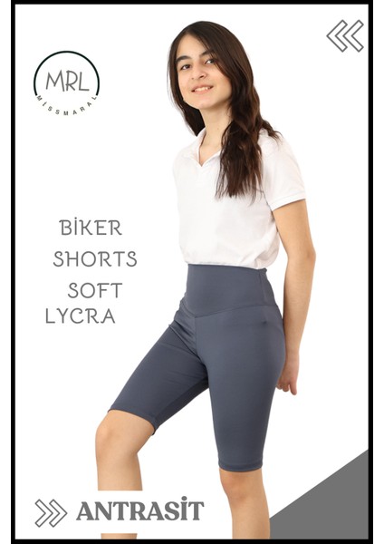 Biker Şort Yüksek Bel Iç Göstermez Esnek Yumuşak Likralı Soft Biker Basics Antrasit HB4070 indirimleri