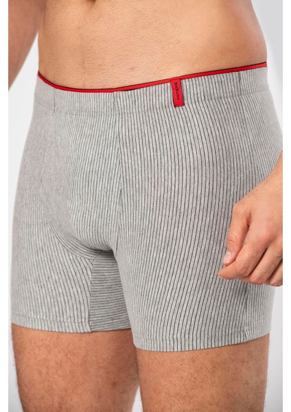 Gri Pamuk Elastan Çizgili Boxer 14921