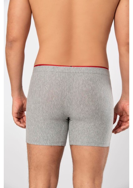 Gri Pamuk Elastan Çizgili Boxer 14921