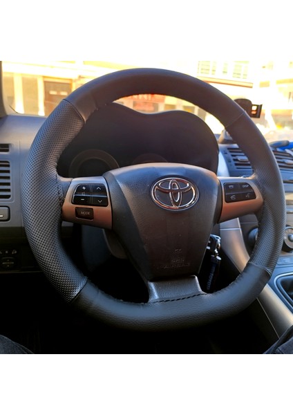 Dikişli Direksiyon Kılıfı Siyah Deri Noktalı Deri Siyah Dikişli Toyota Auris Için fiyatları