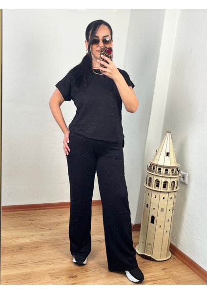 Taş Detaylı Kristal Kumaş Ikili Takım