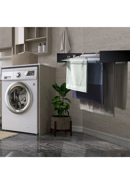 Çamaşır Kurutma Askısı Beyaz Açılır Kapanır Duvara Monte Çamaşır Kurutma Rafı (102 cm) fırsatları