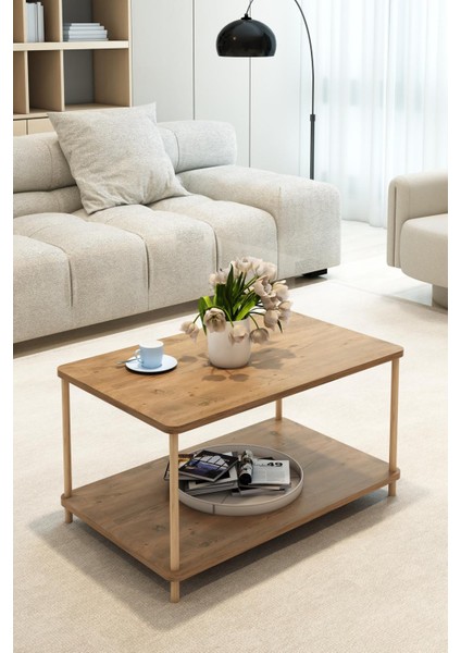 Kare Orta Sehpa Ahşap Ayaklı Şık Tasarım ve Kolay Kurulum Atlantik Çam Desenli modelleri