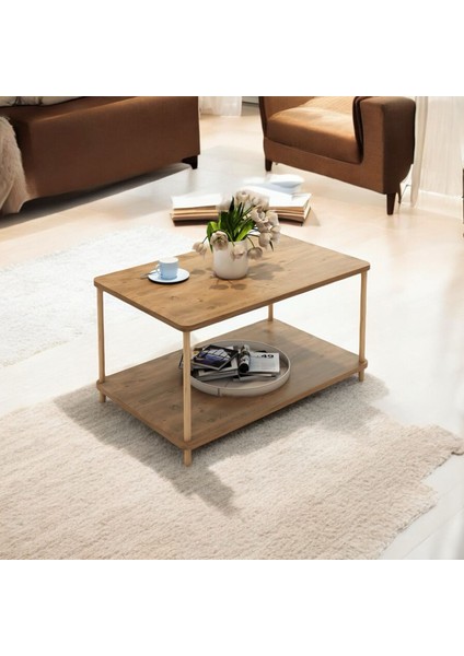 Kare Orta Sehpa Ahşap Ayaklı Şık Tasarım ve Kolay Kurulum Atlantik Çam Desenli fırsatları