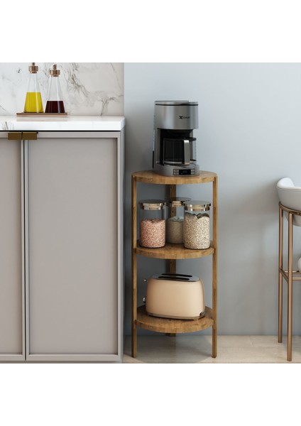 Miray Atlantik Çam 3 Raflı Yuvarlak Ahşap Sehpa / Çok Amaçlı Kullanım / , Şık Tasarım modelleri